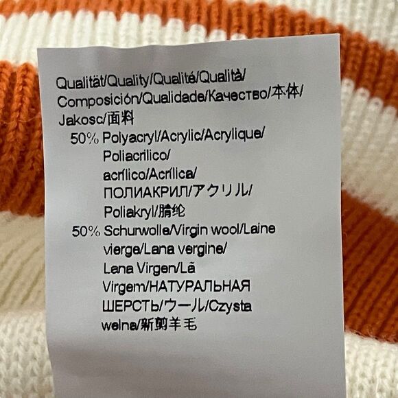 Hugo Boss Cardigan Mens Large Cream Wool Blend V-Neck Striped Preppy Ivy Varsity - Picture 10 of 12